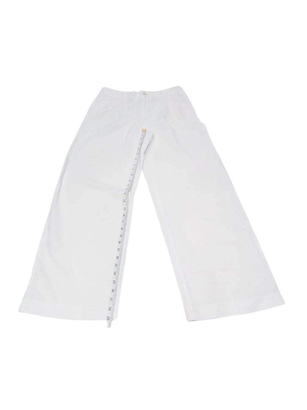 ZARA White Wide Leg Pants Women M Linen Look Resort Summer Trousers